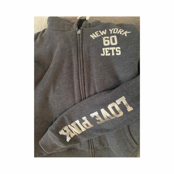 Victoria Secret PINK New York Jets sequin and black faux fur lined hoodie - Picture 6 of 7
